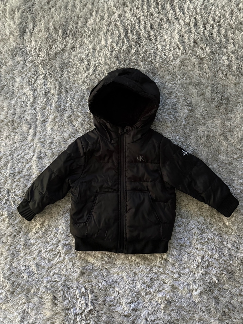 Calvin Klein Kids Black Hooded Puffer Coat